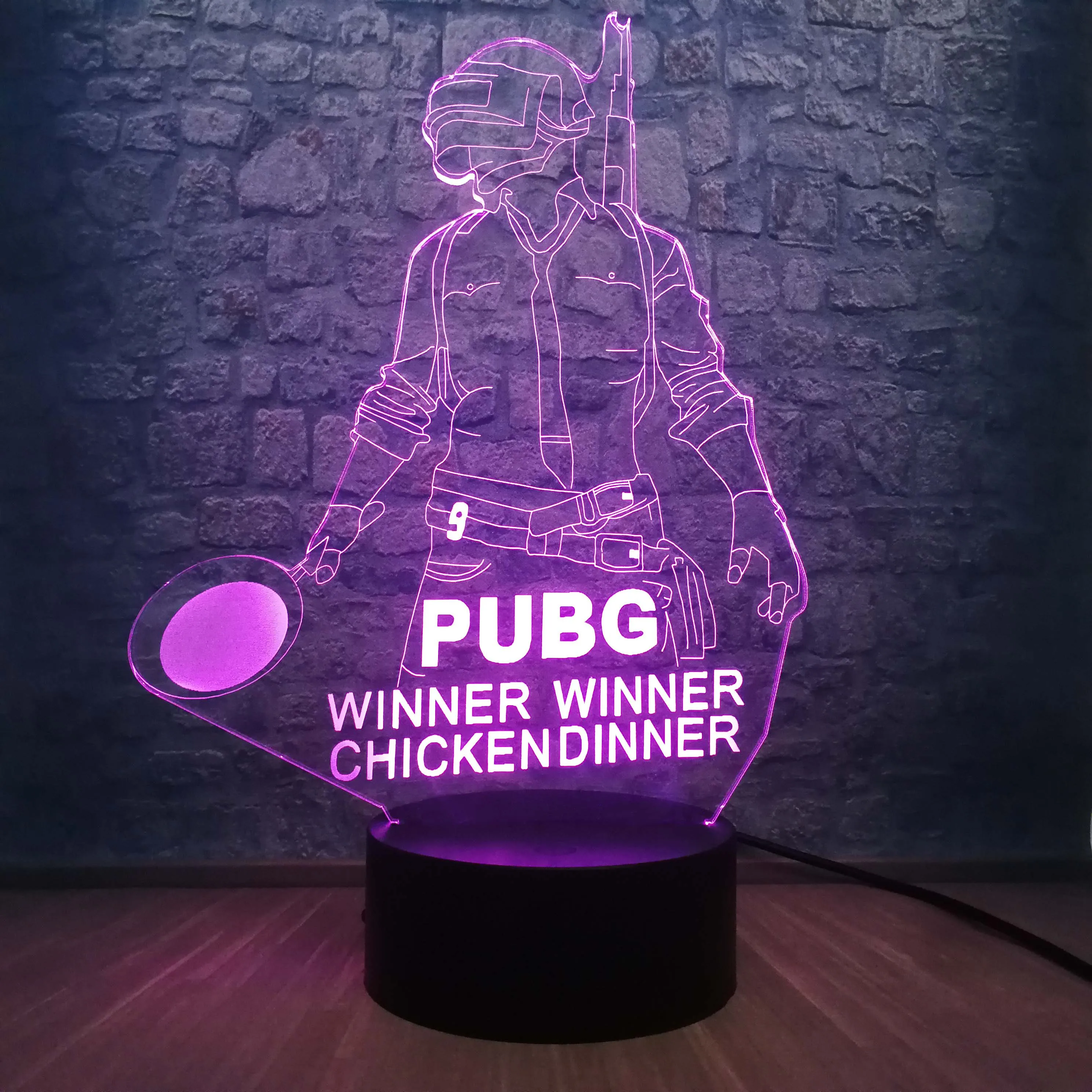 Прохладный битва Royale игра PUBG победитель 3D ночной Светильник СВЕТОДИОДНЫЙ 7 цветов Иллюзия Изменение Настольная лампа для детей подарок на день рождения Домашний декор