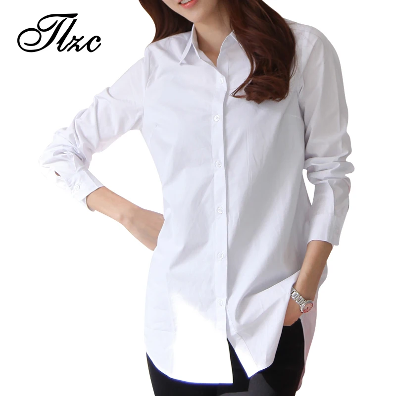 Autumn Spring Women Long White Shirts Size S 2XL All Match Good Quality Long Sleeve Lady