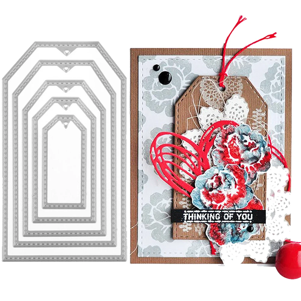 

Embossing Frame with Sewing Thread Metal Cutting Dies Stencil DIY Scrapbooking Template for Sizzix Die Cut Label Handmade Craft