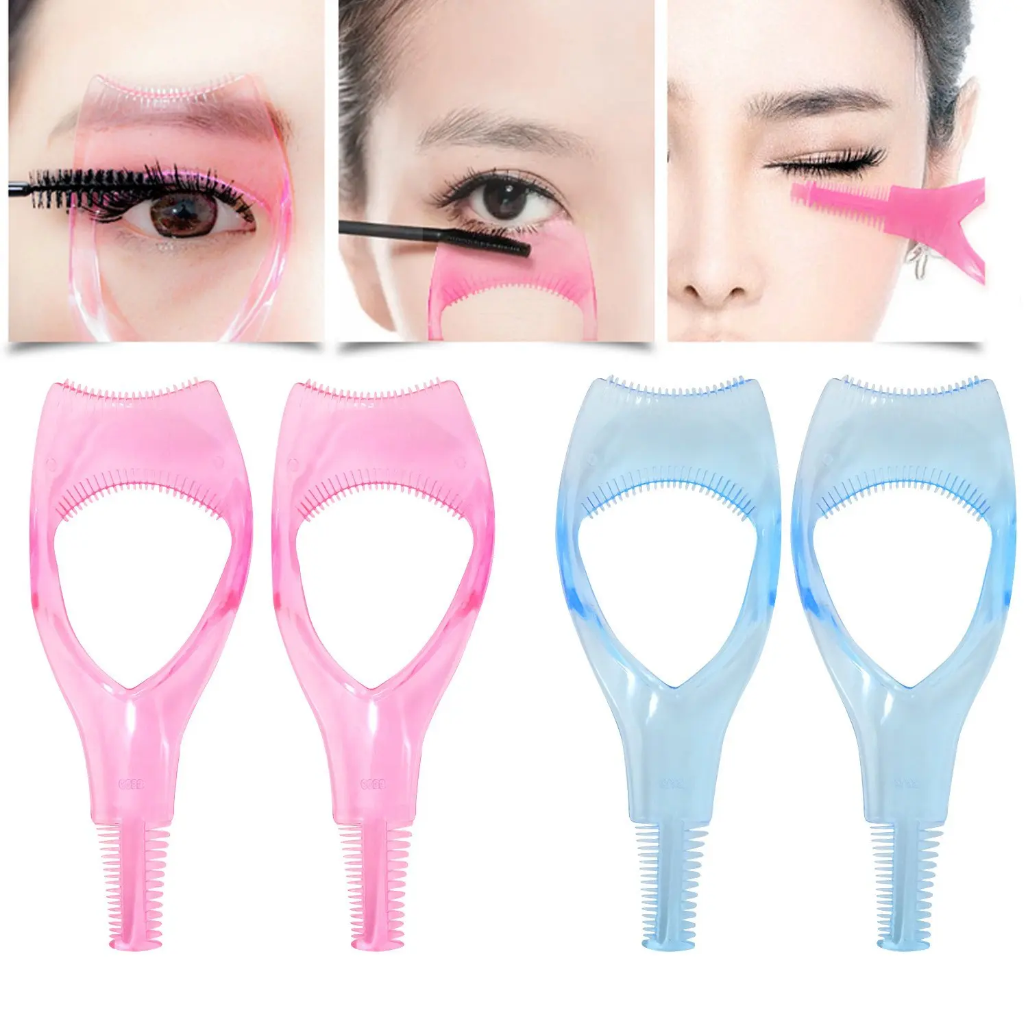 3 in 1 Eyelash Tools Makeup Mascara Shield Guard Curler Applicator Comb