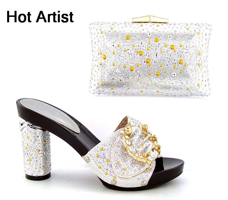 preço Artista Nova Chegada quente Sapatos de Design Italiano E Saco da Noite Conjunto moda Chinelo Sapatos de Alta Qualidade E Saco de Set Para A Festa TH16 43