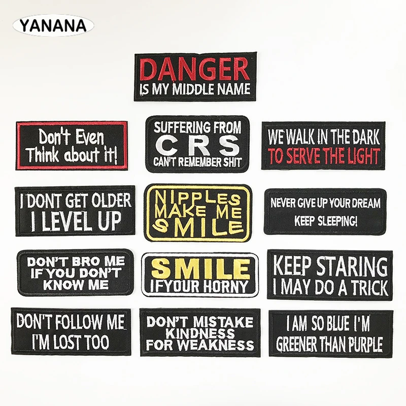 

Various Letters slogan Iron On Embroidered Clothes Patches For Clothing Stickers Garment