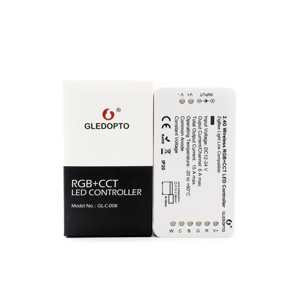 Esperto da Ligação Emissor de Luz de Tira de Zigbee Conduziu o Trabalho com Alexa o Controlador Impermeável Zll da Fita da Listra do Diodo Rgbcct m Eco 5050 12 v 5 5 O controlador impermeável esperto da ligação zll