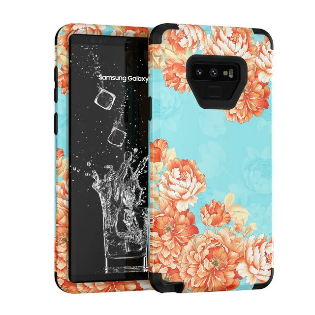 Чехол с цветочным рисунком для samsung Note9, чехол для samsung Note 9, чехол 360, защита от ударов, чехол для samsung Galaxy Note 9 - Цвет: Светло-голубой