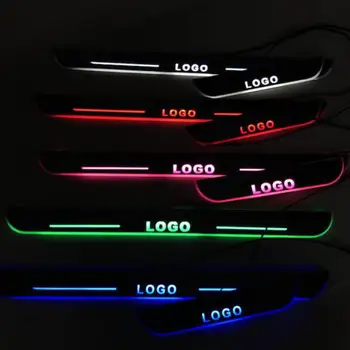 Rqxr カスタマイズされた led 移動ドアスカッフポイントで nerf バー & ランニングボードドア敷居プレートライトオーバーレイライニングトヨタアリオン