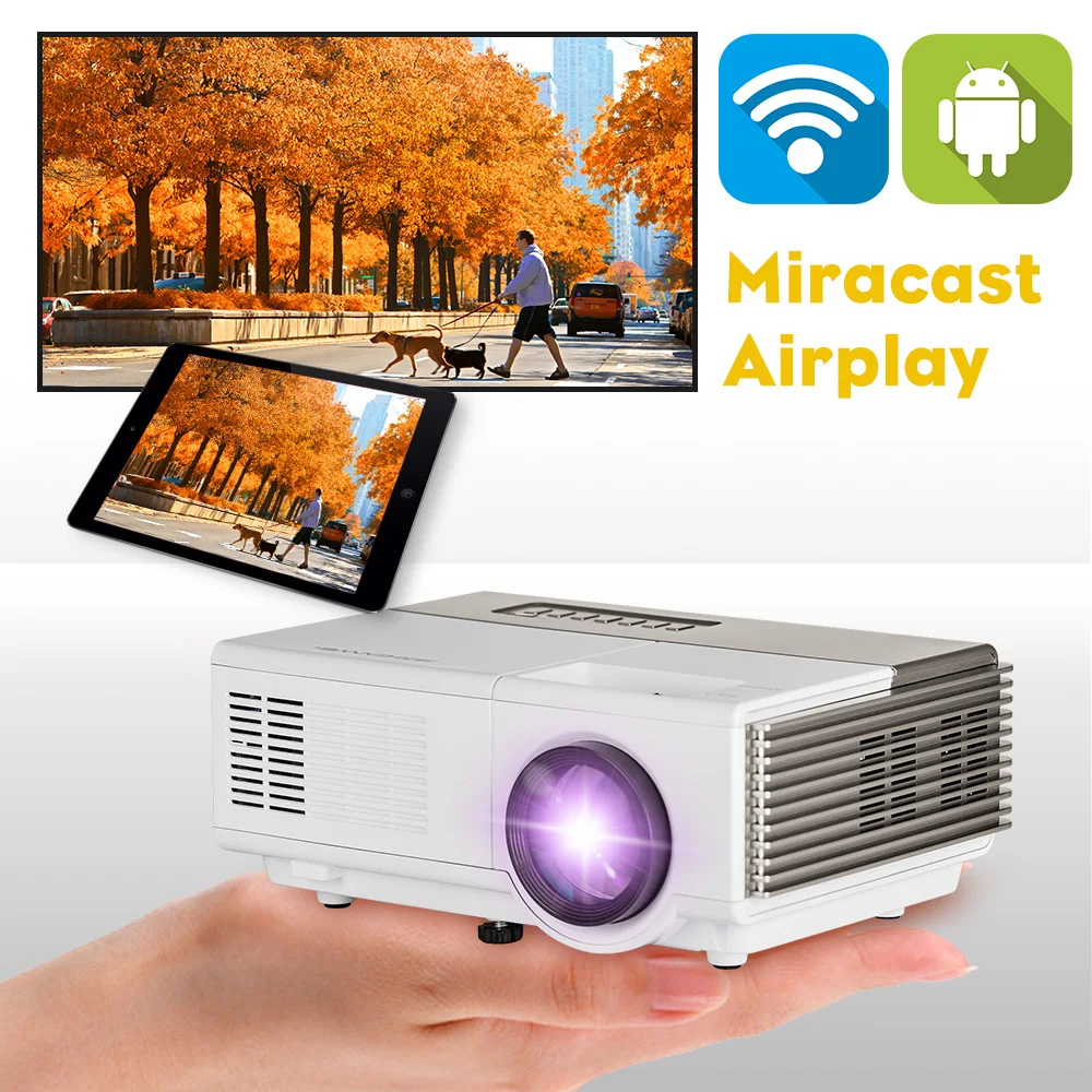 android wifi 1500 Lumen Mini font b LED b font Projector USB HDMI VGA Interface Ideal