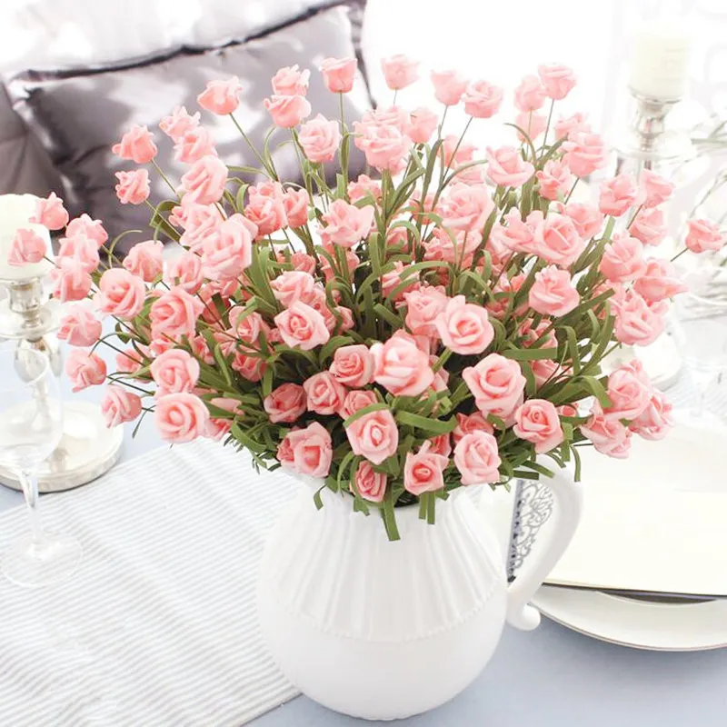 

10pcs handmade artificial small rose bouquet Valentine's Day gift fake flower wedding decor party home decoration DIY crafts
