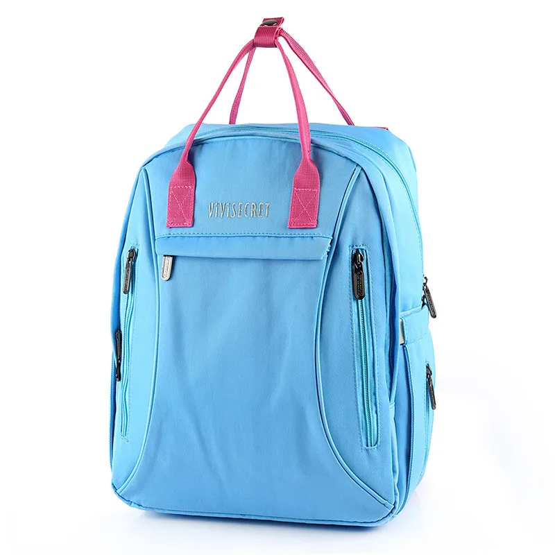 Solid Color Waterprrof Insulation Double Bottle Mummy Diaper Bag 4