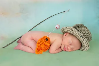 

Baby Boy Fishing Hat w Fish SET Newborn Crochet Photo Prop Boys Girls Clothes ADORABLE Perfect for All Seasons Mather's Day Gift