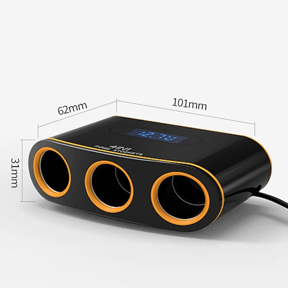 SOONHUA QC3.0 быстрое зарядное устройство 3 гнезда прикуривателя Автомобильное зарядное устройство с двумя портами usb Вольтметр дисплей для iPhone samsung