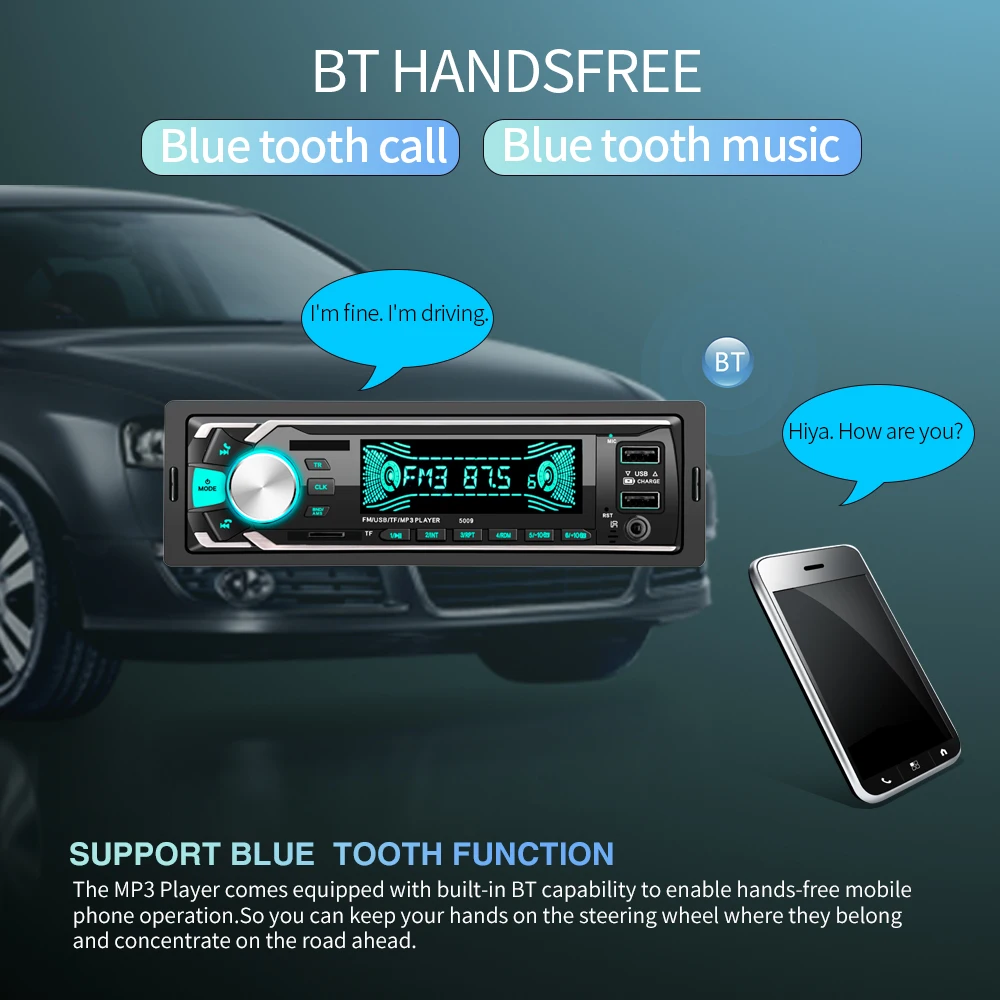 AMprime 1 din MP3 плеер автомобильное радио Авто Аудио Стерео FM стерео AUX Bluetooth USB быстрая
