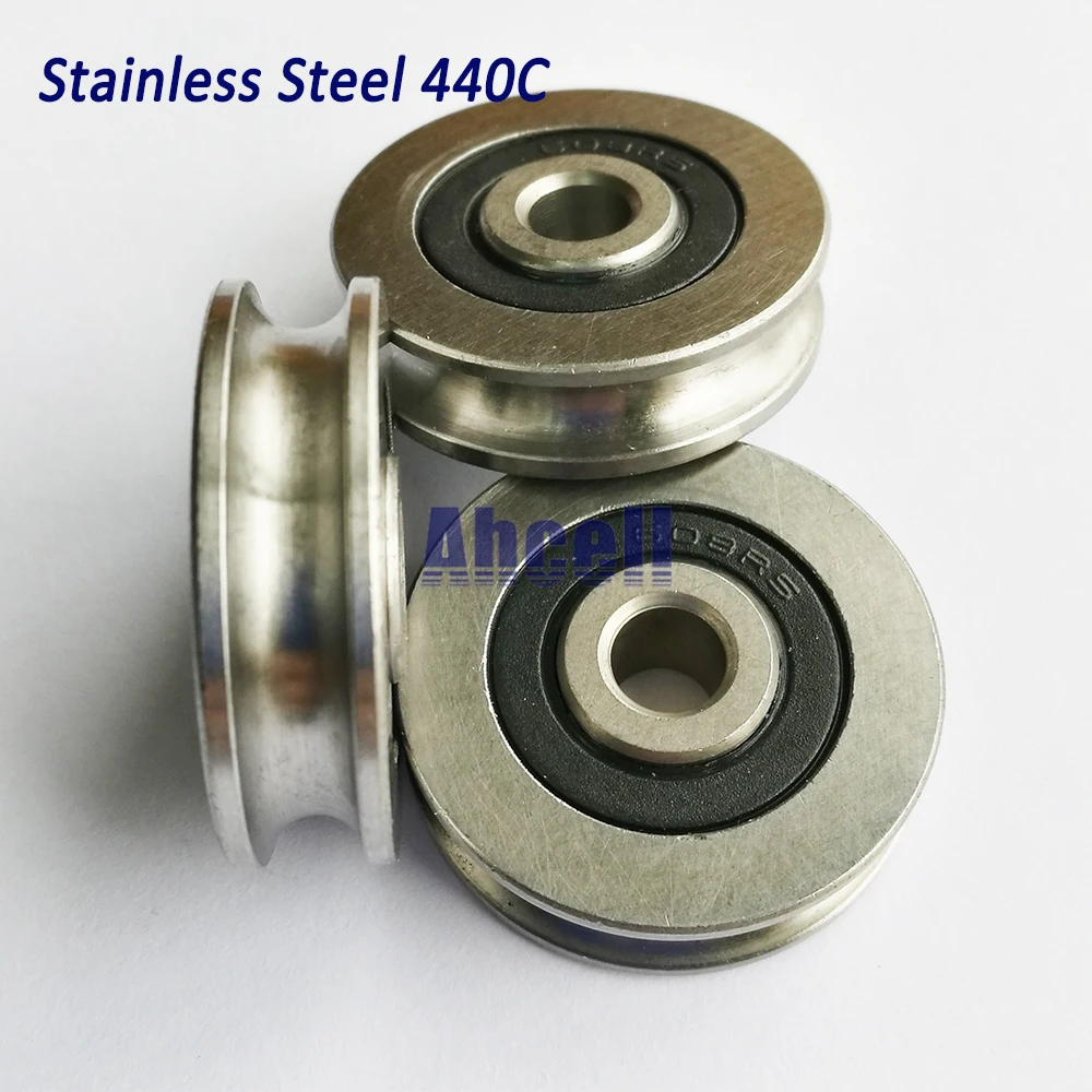 

Free Shipping 5pcs 30mm Stainless chrome Steel high load window door ball bearing wire rope rail H U groove slider Roller wheel