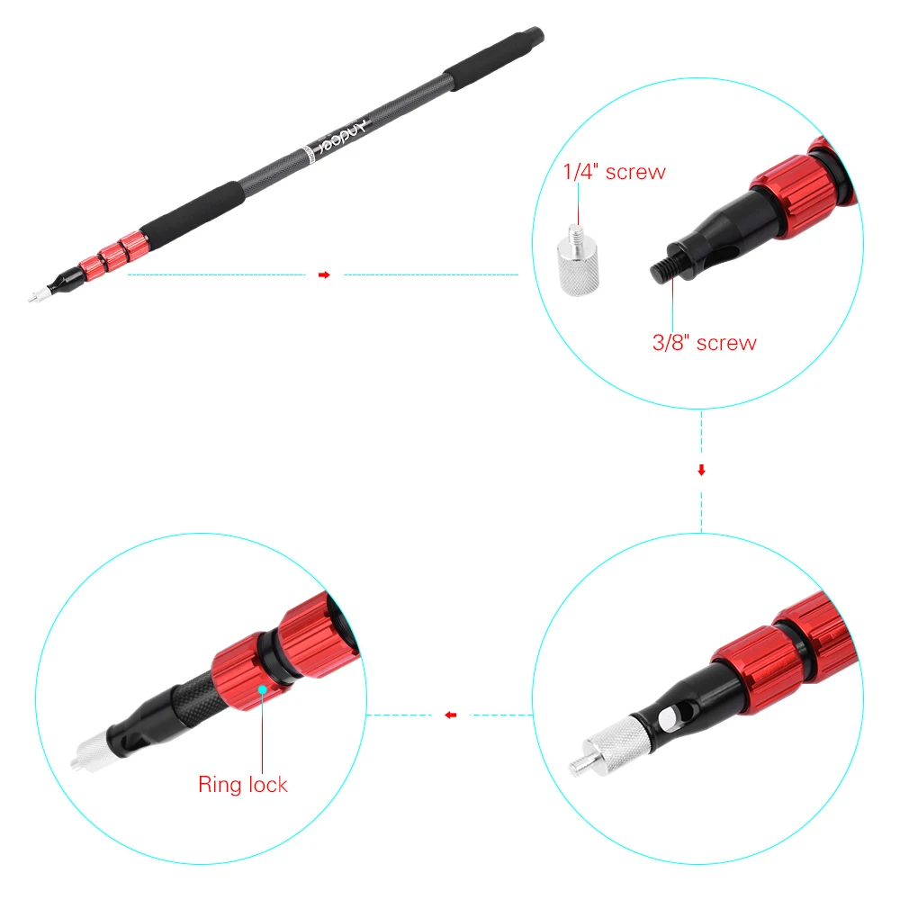 Andoer TP-3000C углеродного волокна 4-секционный ручной звук Запись сцепление Поддержка стержень вспышки светильник держатель микрофона