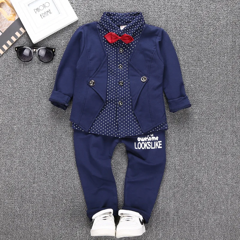 

Kids Clothes Sets Spring Autumn tracksuits Baby Boys Kid Long Sleeve Gentleman Suits Children shirt Pants 2Ps Boys clothing sets