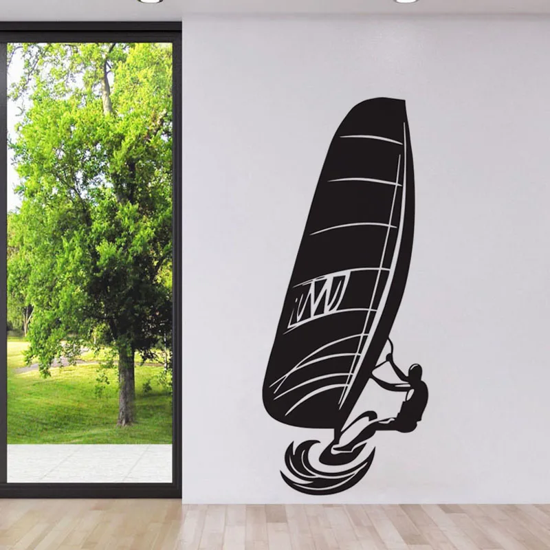 

Windsurfing Sticker On The Wall Extreme Water Sports Wall Stickers Home Decor Wallpaper Adhesive Vinyl Decals