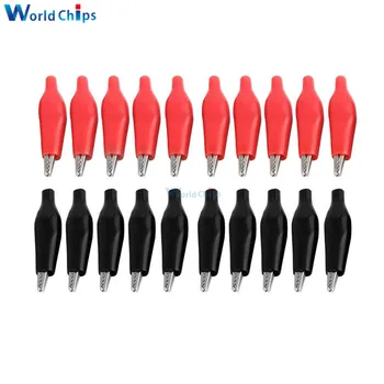 

10Pair(=20pcs/lot) Black Red Soft Plastic Coated Testing Probe Aligator Clips Crocodile P2001