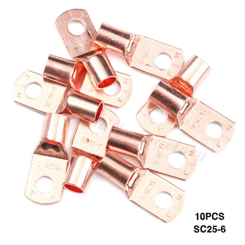 10Pcs/Set Copper Ring Battery Terminals Connector Cable Lugs Eyelet