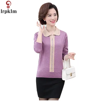 

2018 Spring New Mother Installed Long-Sleeved Sweater Middle-Aged Clothing Female Knit Sweater Bottoming Thin Section CH281