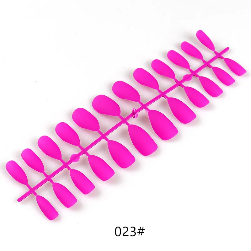 Blue Matte Artificial Nails Full Cover Fake Nails 24Pcs Candy Nail For Extension Manicure Art Acrylic Stiletto Nail Tip Beauty - Цвет: 023