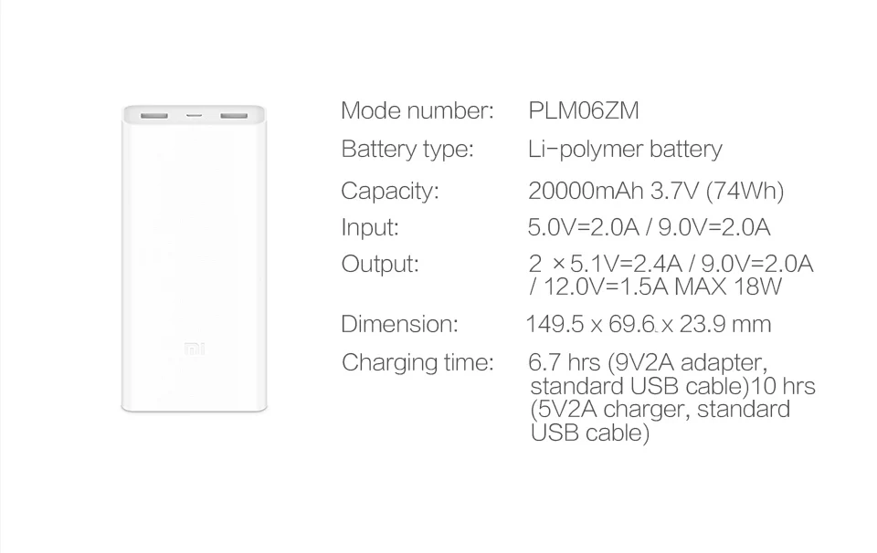 Xiao mi power Bank 20000 мАч 2C портативное зарядное устройство Поддержка QC3.0 Dual USB mi внешний аккумулятор 20000 для мобильных телефонов