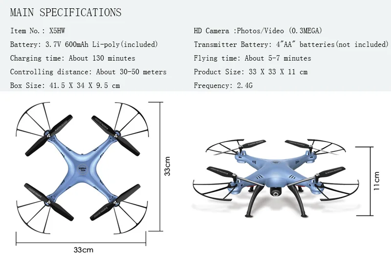 Original Quadrocopter SYMA X5HW Wifi FPV Drone With 0.3MP HD Camera 360 Eversion Real-Time Remote Control RC Helicopter Kid Gift (27)