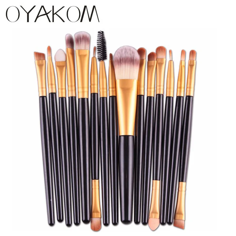 OYAKOM, 15 шт., Профессиональные кисти для макияжа, тени для век, основа для пудры, подводка для глаз, бровей, губ, набор кистей для макияжа, косметические наборы, инструменты