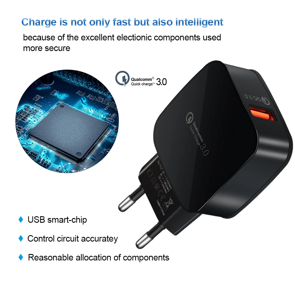 الهاتف المحمول سريعة تهمة 3.0 QC 3.0 18 W USB جدار سريع السفر شاحن سامسونج S8 زائد هواوي P9 Xiaomi HTC ل فون X 7