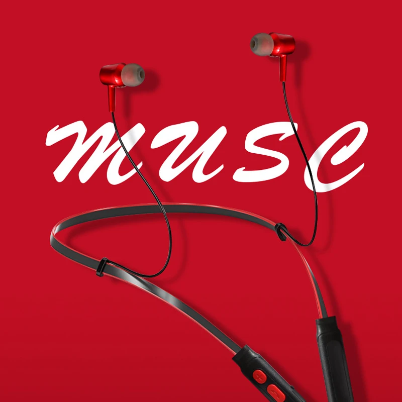 

Hanging Magnetic Bluetooth 5.0 Headsets Sport Halter Wireless Earphones Handsfree Earbuds With Mic