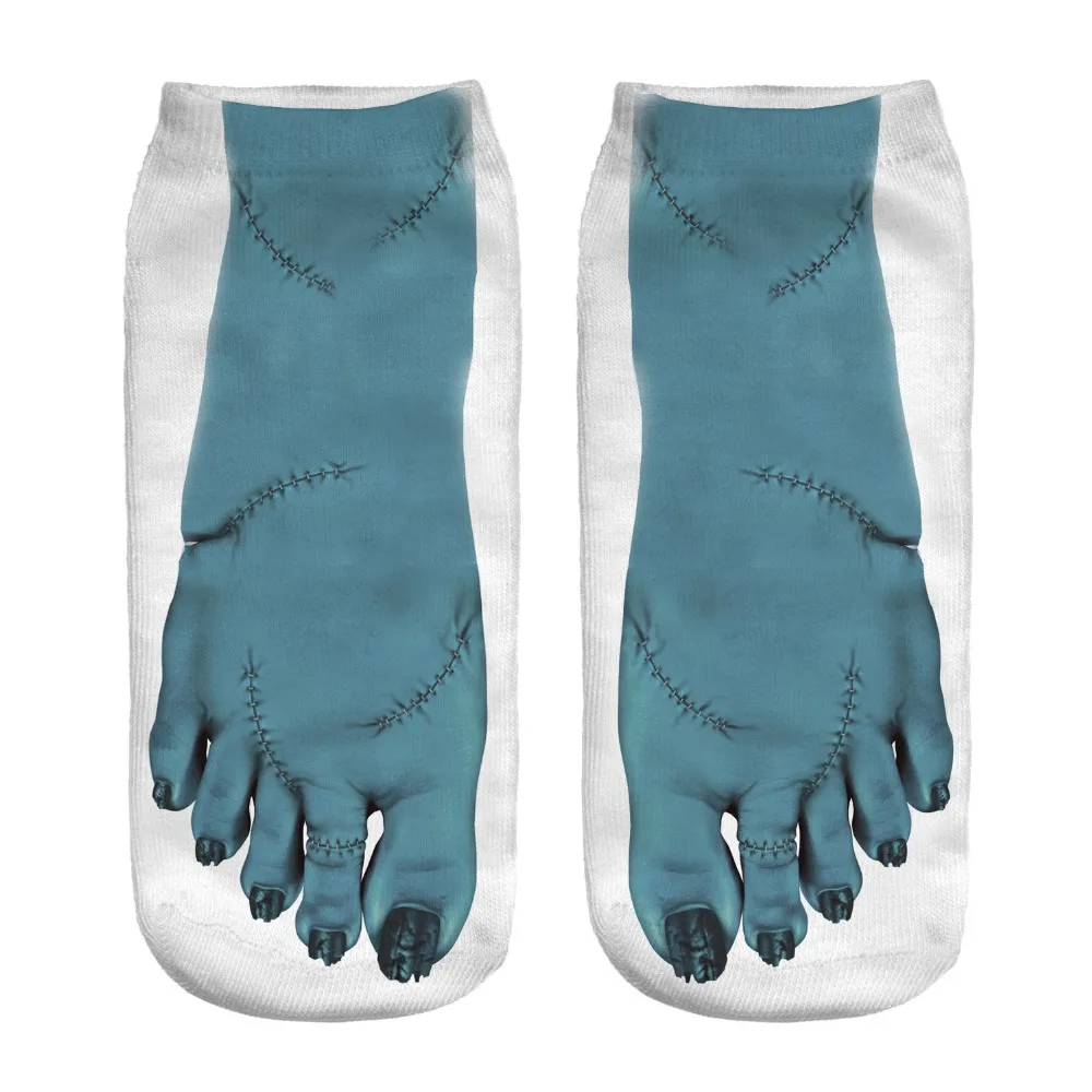 Hallowmas Short Socks Women 3D Monster Foot Print Happy Halloween Socks Novelty Men Women Kid Fashion Cotton Low Cut Ankle Socks