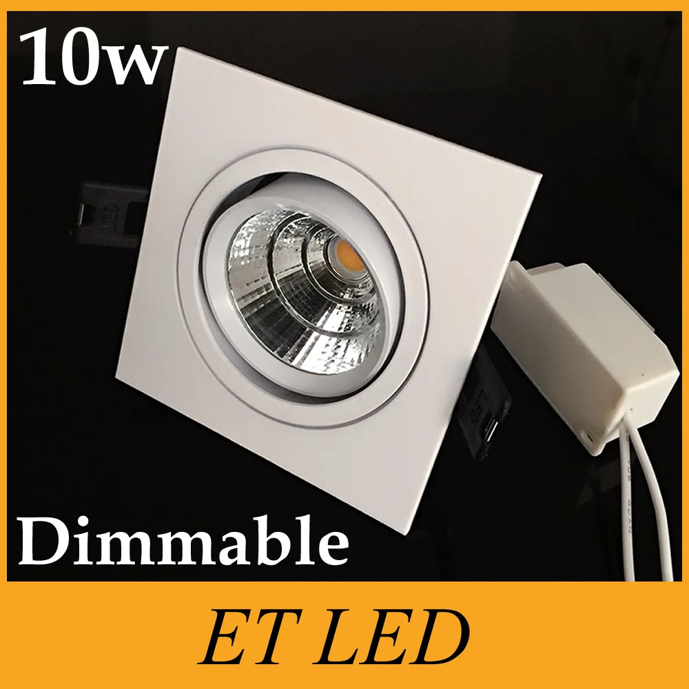 

NEW Embedded Dimmable COB LED Downlights Square 10W LED Spot lamp AC110-240V LED Recessed Ceiling Lamp Warm white/Cold white CE