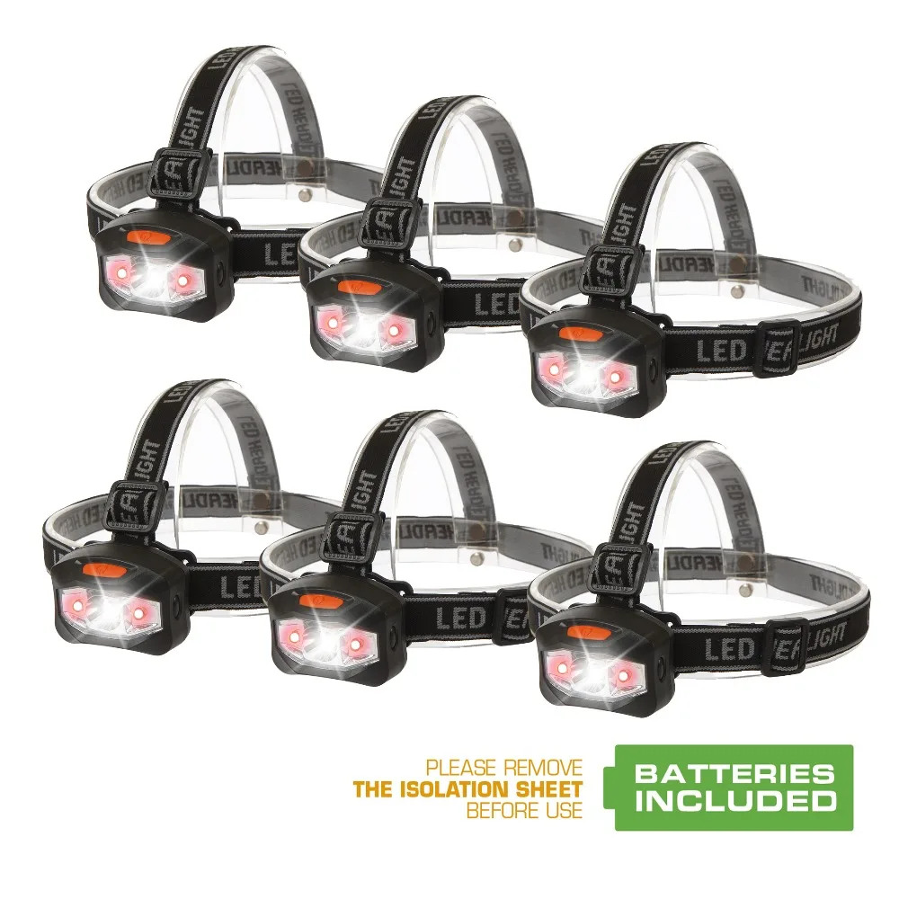 

EverBrite LED Headlamp Flashlight with 2 Red Lights Camping Head Light 6PC/Lot 120 Lumens Super Bright