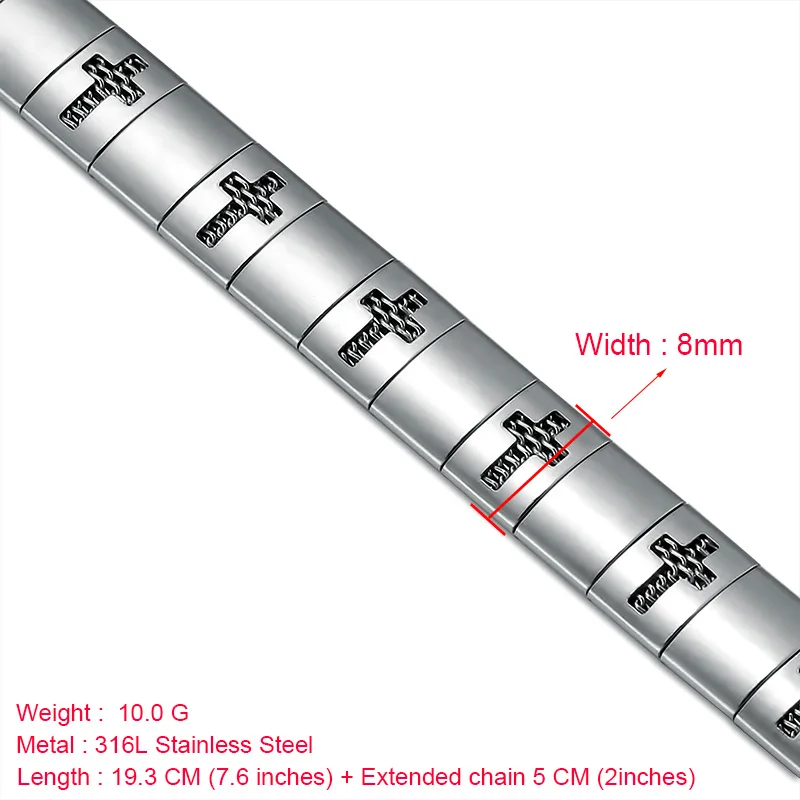 Модное ожерелье с крестом из нержавеющей стали для женщин золотого/серебряного цвета, Массивное колье-ошейник, массивное ювелирное изделие, подарок - Окраска металла: Bracelet Silver 8MM