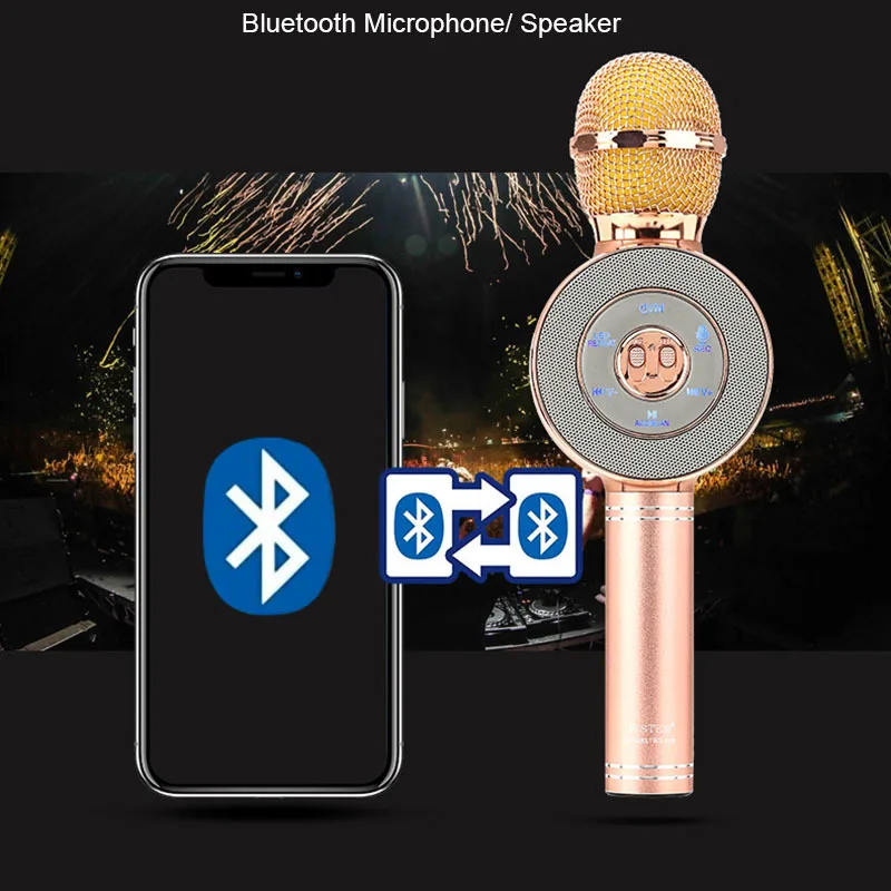 WS668 беспроводной микрофон bluetooth караоке микрофон динамик TF карта/U диск воспроизведение музыки запись FM радио микрофон динамик pk ws858