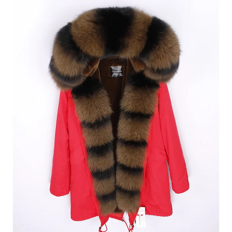 

MAOMAOKONG natural fox fur collar winter jacket female leather fox fur collar slim version of the wild jacket