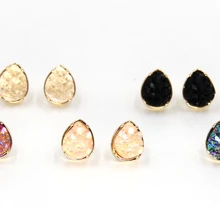 Серьги "бумажный змей" модные ювелирные изделия День Святого Валентина капли воды драгоценности серьги гвоздики больше цветов Quartze Druzy серьги для женщин