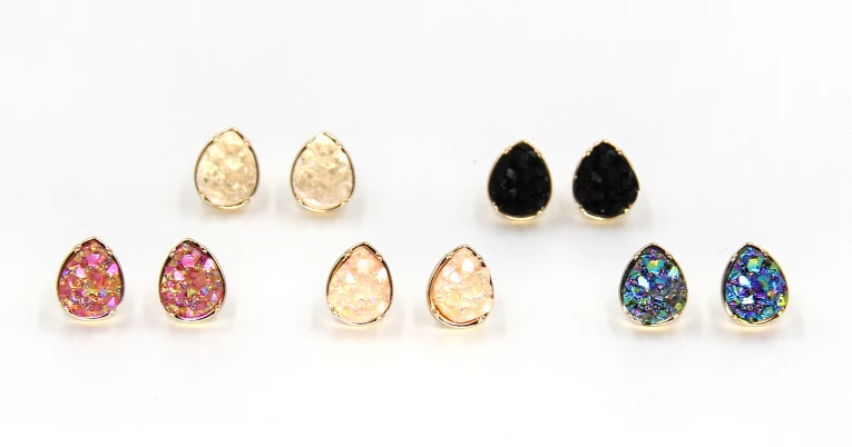 

2016 Kite Earrings Fashion Jewelry Valentine's Day Water Drop Jewels Stud Earrings More Colors Quartze Druzy Earrings for Women