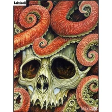 Осьминог череп алмазная живопись, фото на заказ собственный Алмазная вышивка полное алмазное сверло для квадратных отверстий горный хрусталь 5D DIY мозаика украшения