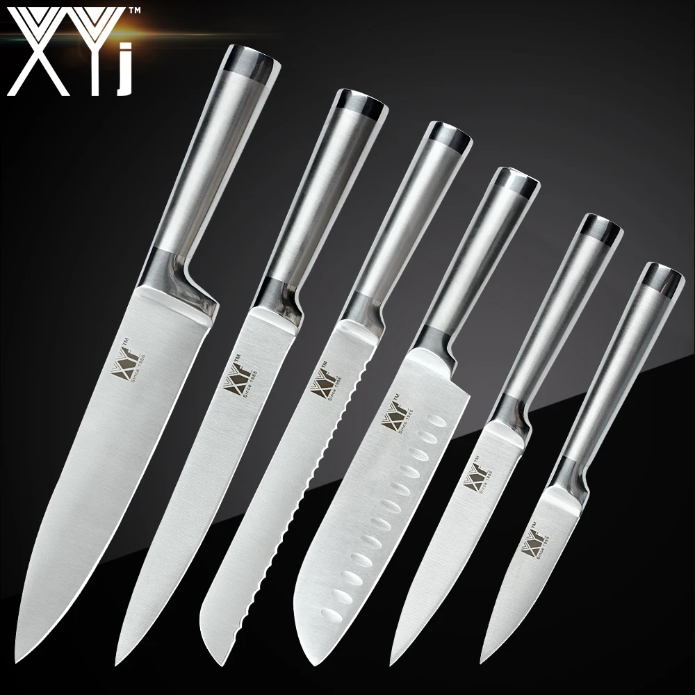 XYj Japanese Stainless Steel Kitchen Knives Set Fruit Paring Utility Santoku Chef Slicing Bread Kitchen Knife Set Accessories