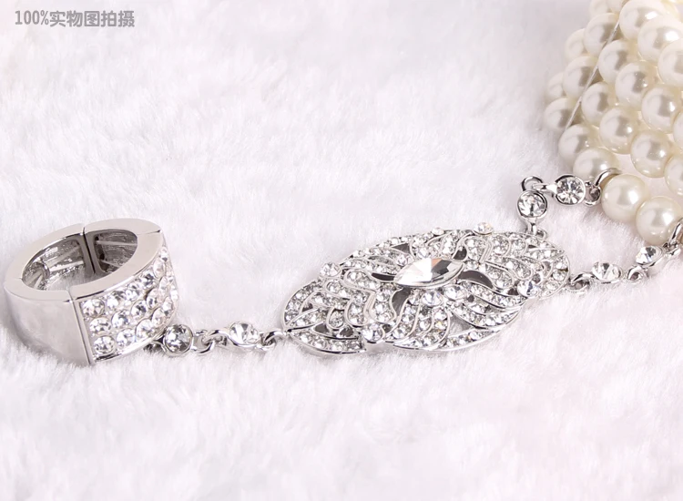 Роскошные свадебные ювелирные изделия Популярные Белла Мода Большой Гэтсби браслет невесты эластичный браслет с жемчужинами Набор для Wo