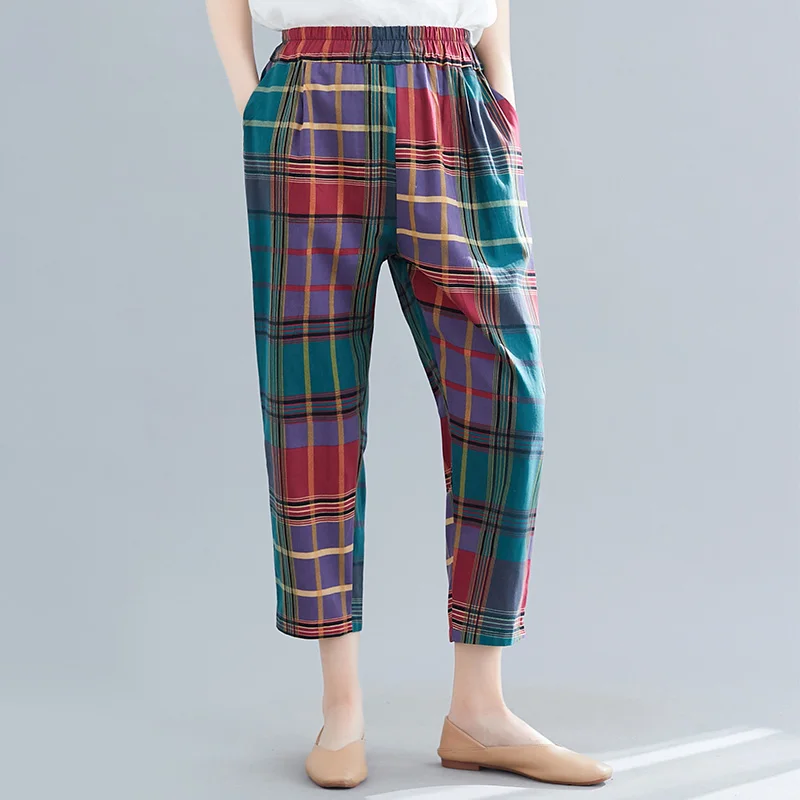 

2019 Fashion spring summer Vintage casual cotton linen pants women trousers female streetwear capris summer pants