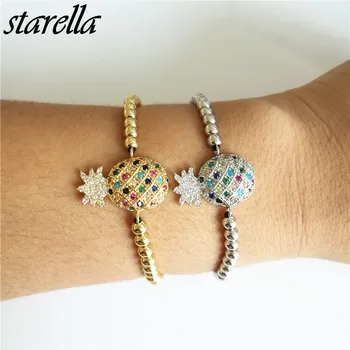 

Starella 10pcs/lot Handmade 4mm Ball Bead Strand Bracelet Pineapple Macrame Braiding Adjustable Bracelet Pulseras Joyeria Gift