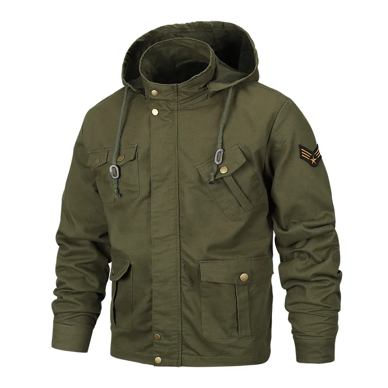 Новинка, Военная Мужская куртка, пальто, 6XL, мужские пальто с капюшоном, хлопок, тонкая, толстая, свободная, повседневная, мужская, брендовая одежда BY2601