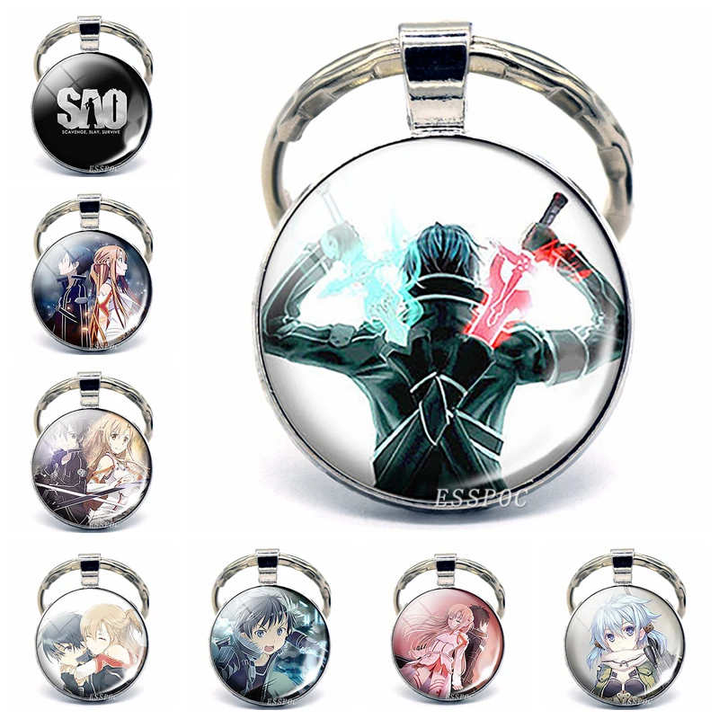 

Sword Art Online Pendant Keychain Kirigaya Kazuto Yuuki Asuna Cosplay Figure Key Chain Rings Anime Jewelry Accessories