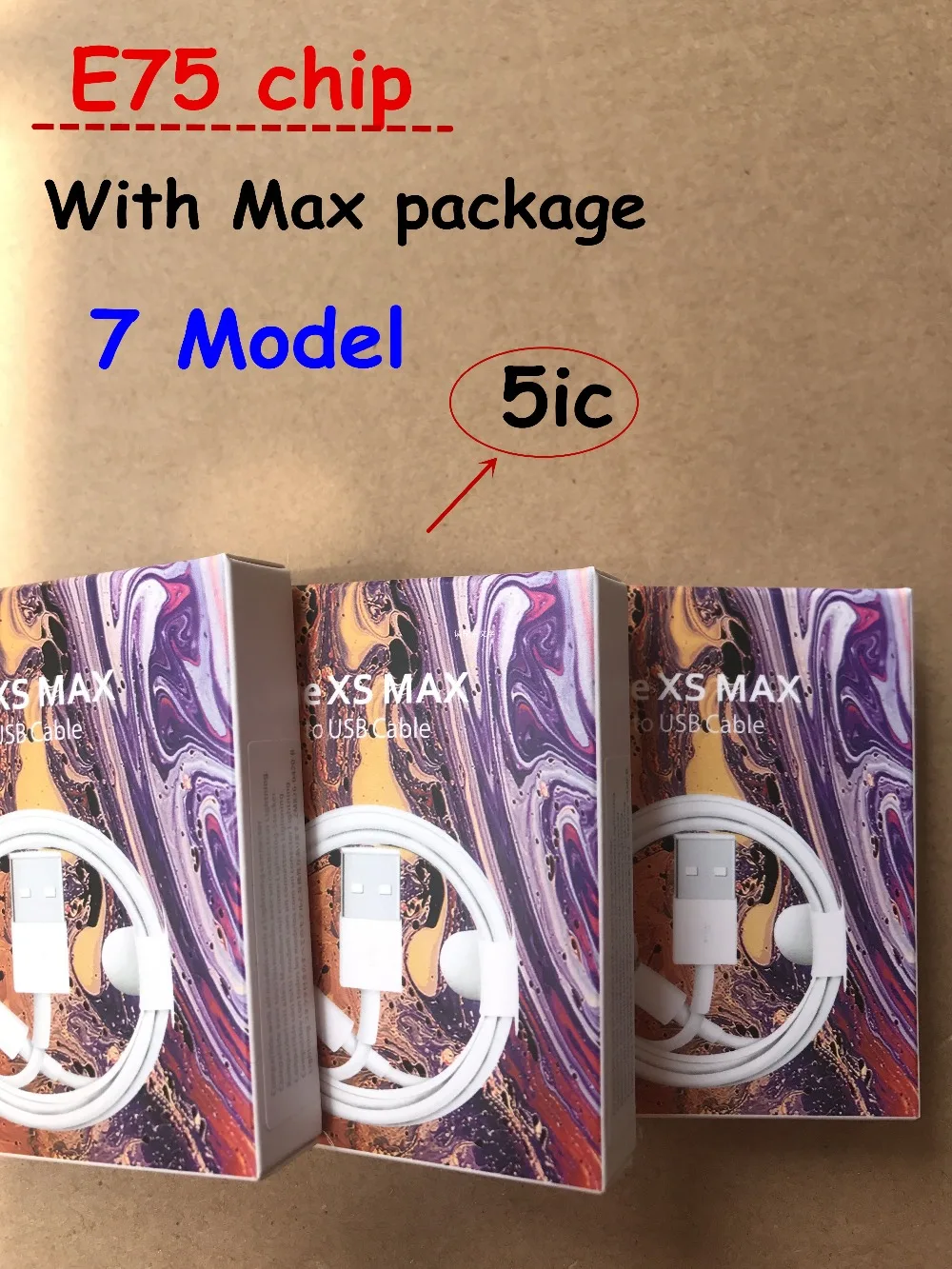 

10Pcs/lot Newest AAAAA+ quality E75 Cable Chip OD 3.0mm For iPhone X Xs max 8 7 SE 5 5S 6 6s plus ,with XS MAX package box