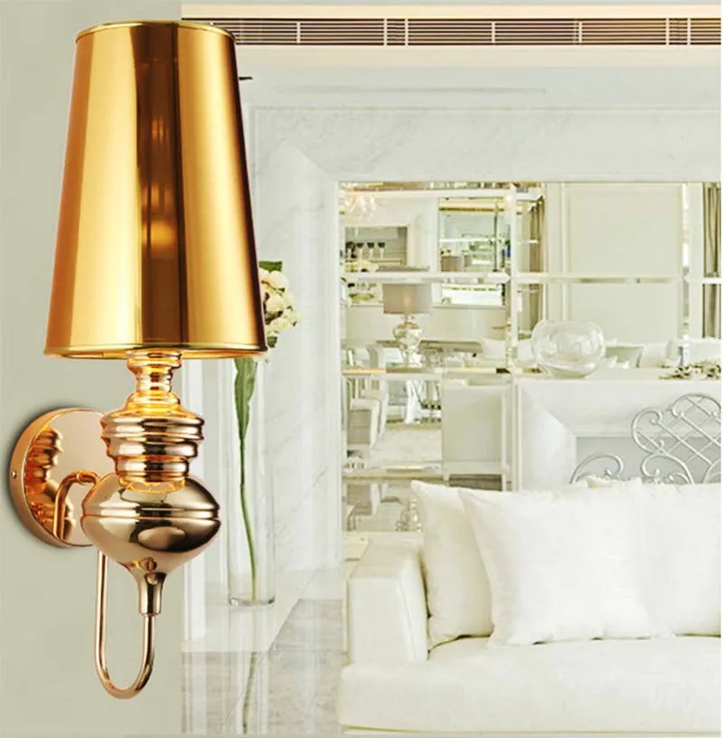 

BOKT Modern Wall Lamps Glod/Silver/Black/White Cloth shade Wall Sconce Living Room Foyer Bedroom Beside Lamp Hotel Wall Lights