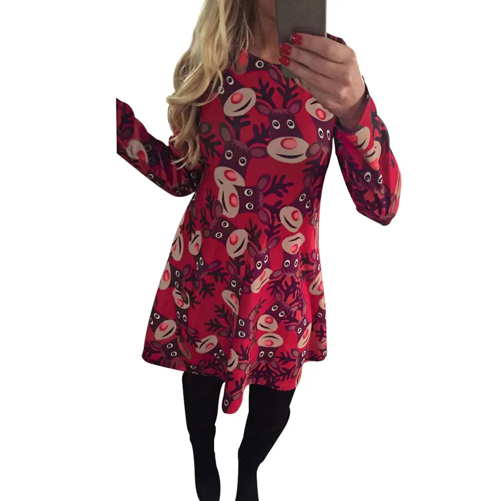 VESTLINDA распродажа рождественское ТРАПЕЦИЕВИДНОЕ осеннее женское платье принт с