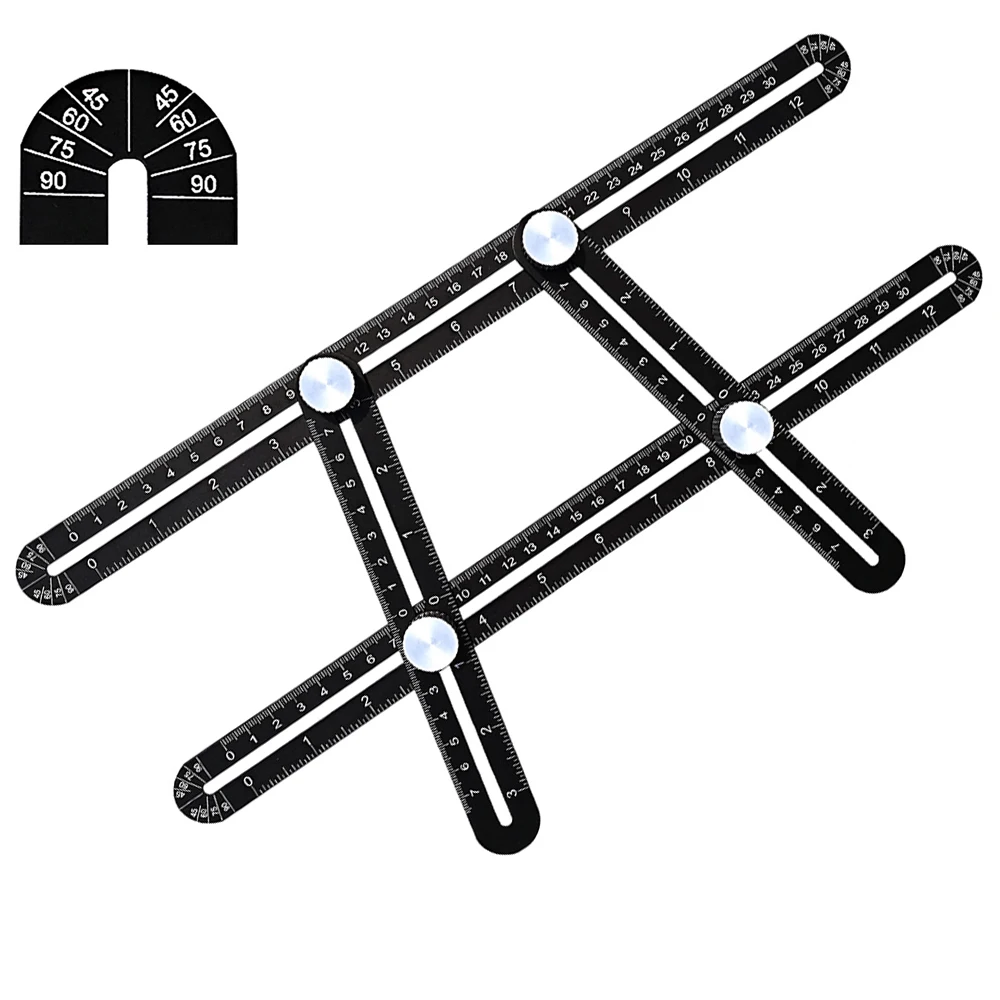 

Multi Angle Measuring Ruler Template Template Tool Ruler Upgraded Aluminum Alloy Multi Function Four-Sided Ruler FC0065
