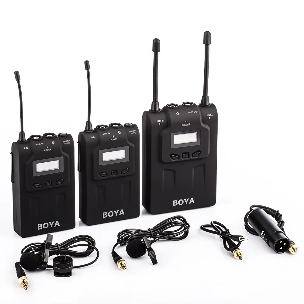 

BOYA BY-WM8 UHF Dual Wireless Lavalier Microphone Systerm Lav Interview Mic 2 Transmitters 1 Receiver for DSLR Video Camera