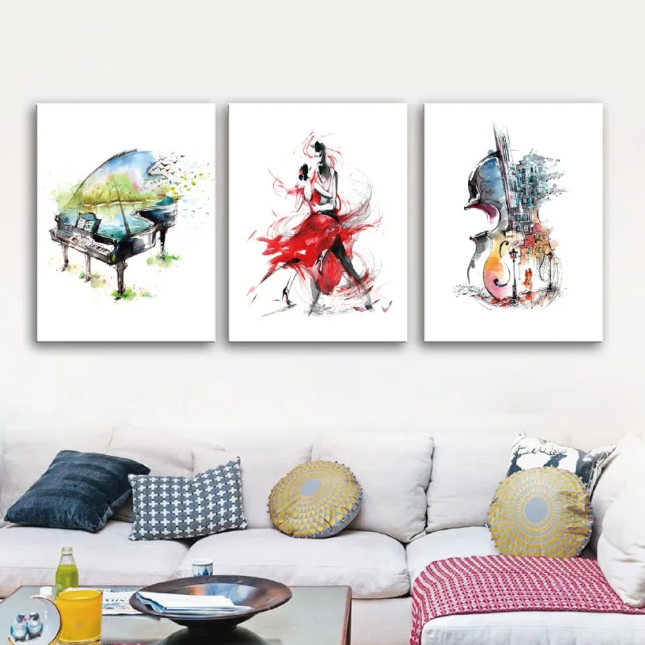 Abstract Poster Piano Dancing Cello Posters And Prints Wall Art Canvas Painting Decoration Pictures