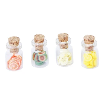 

Set of 4Pcs 1:12 Scale Dollhouse Storage Jar with Fruit Slices Wooden Lid
